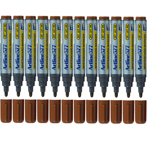 Artline 577 Whiteboard Marker 2 Bullet Tip Brown Box 12 Bulk
