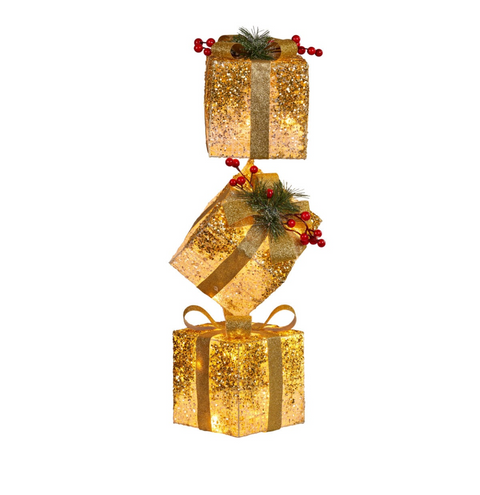 Christabelle 63cm Christmas Present Display Stack with LED Lights Decoration
