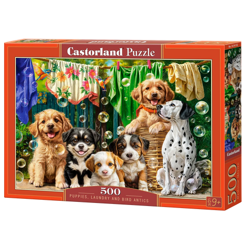 Castorland 500pc Puppies, Laundry and Bird Antics Puzzle