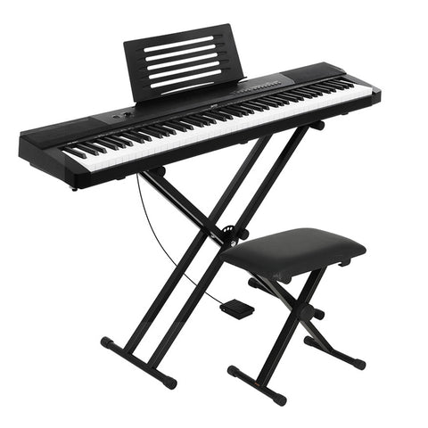 Alpha 88 Keys Electronic Piano Keyboard Digital Electric with Stand Stool Pedal