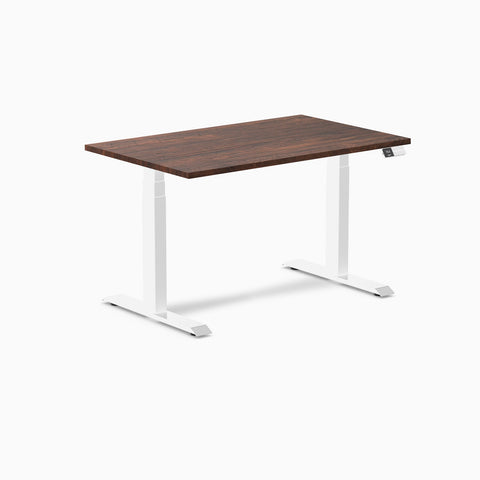 Desky Dual Softwood Sit Stand Desk 120cm American Rustic Pine Desktop and White Frame