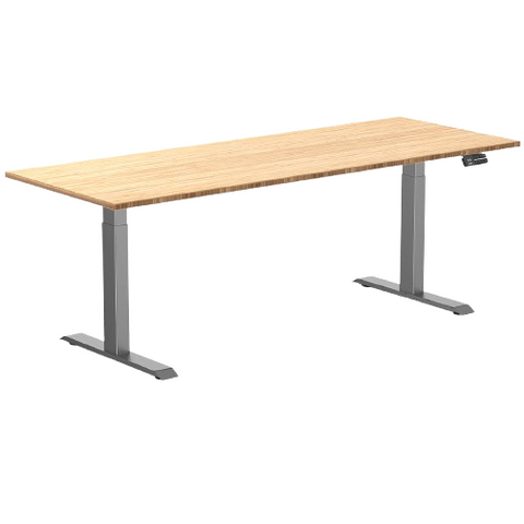Desky Dual Bamboo Sit Stand Desk 200cm Bamboo Desktop and Space Grey Frame