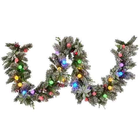 Christabelle Snowy LED Christmas Garland with Baubles 2.7m