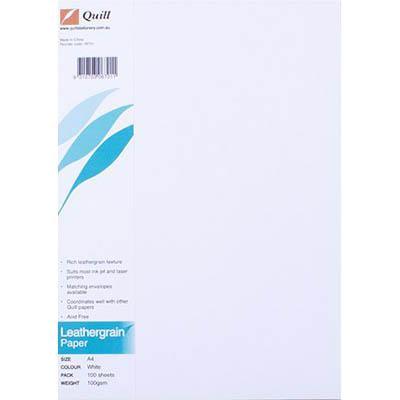 Quill Leathergrain Paper 100Gsm A4 White Pack 100