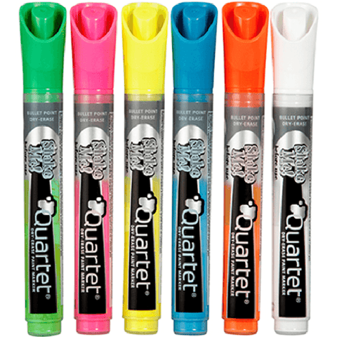 Quartet Glassboard Markers Bullet Tip (Assorted Colours) [Pack 6]