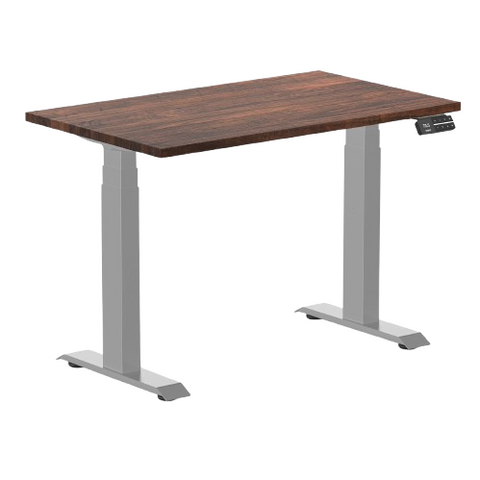 Desky Dual Mini Softwood Sit Stand Desk 100cm American Rustic Pine Desktop and Grey Frame
