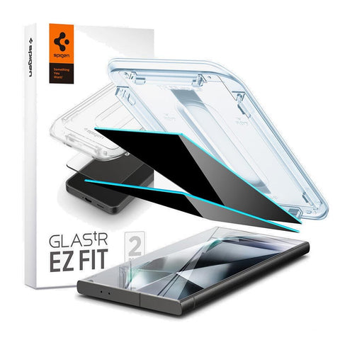 Spigen Samsung Galaxy S24 Ultra EZ Fit GLAS.tR Privacy 2PCS Glass Screen Protector - Black