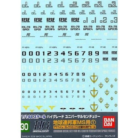 Bandai Gundam Decal 30 Hguc Multiuse - Earth Federation 1