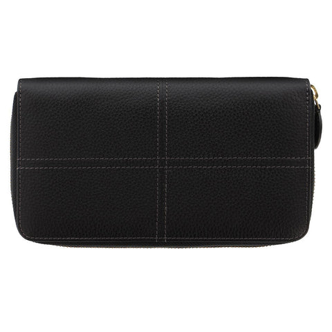 Filofax Classic Stitch Soft Zip Purse Large Money/Coin Storage Wallet Black