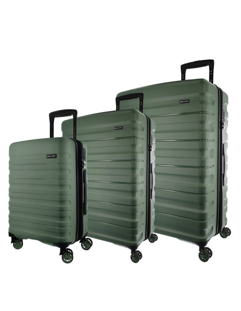 Pierre Cardin 3-Pieces 4 Wheel Hard-Shell Suitcase Travel Luggage Set Moss