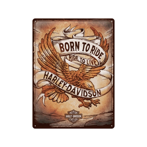 Nostalgic-Art Harley Born To Ride Eagle 30x40cm Large Metal Tin Sign Plaque
