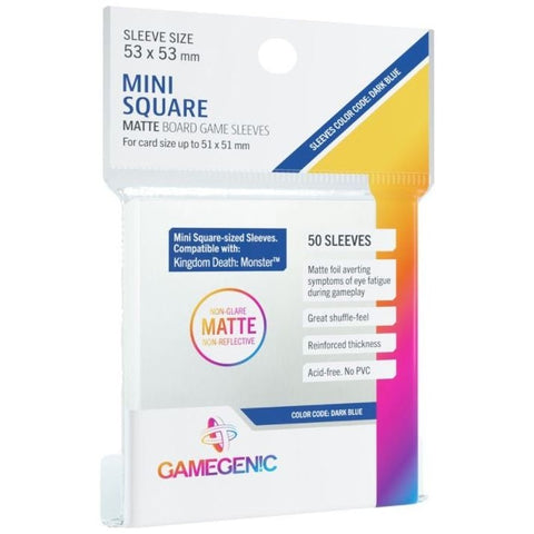 Gamegenic Matte Board Game Sleeves Mini Square Sized/Kingdom Death Monster 53mmx53mm 50 Sleeves (Dark Blue)