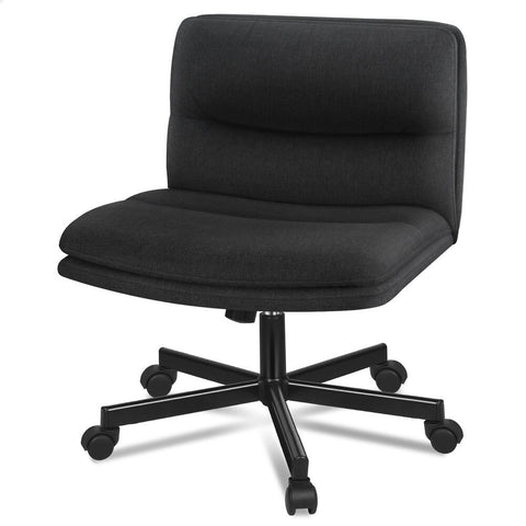 ALFORDSON Desk Chair Office Computer Armless Wide Seat Mid Back Fabric (Black)