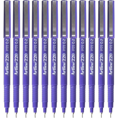 Artline Box 12 220 Fineline Pen 0.2mm Extra Fine (Purple)