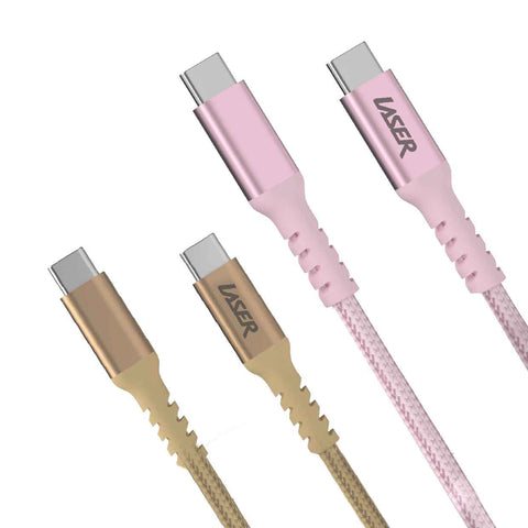 Laser 2M (2-pack) USB-C to USB-C Cable 60W (Gold/Pink)