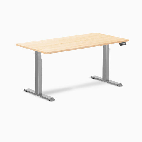 Desky Dual Hardwood Sit Stand Desk 150cm Maple Desktop and Space Grey Frame