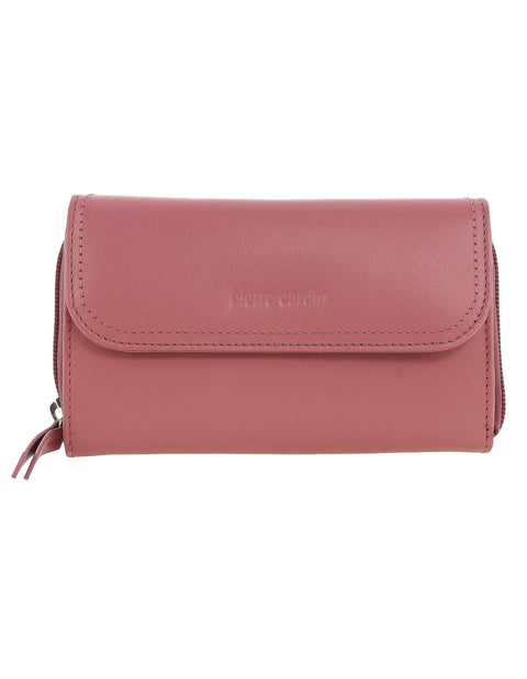 Pierre Cardin Women's Tri-Fold Tab Protected RFID Wallet Pink/Taupe 17cm