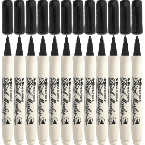 Artline Supreme Brush Marker (Black) [Box 12]
