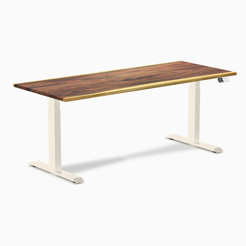 Desky Dual Hardwood Sit Stand Desk 180cm Saman Desktop and Wheat Frame