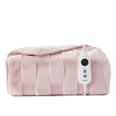 Dreamaker Faux Fur Electric Heated Throw - Blush Pink