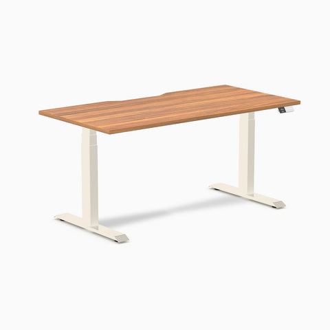 Desky Dual Scalloped Melamine Sit Stand Desk - Prime Oak / 1500x750mm / Wheat
