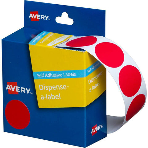 Avery 937243 Round Label Dispenser 24mm (Red) [Box 500]