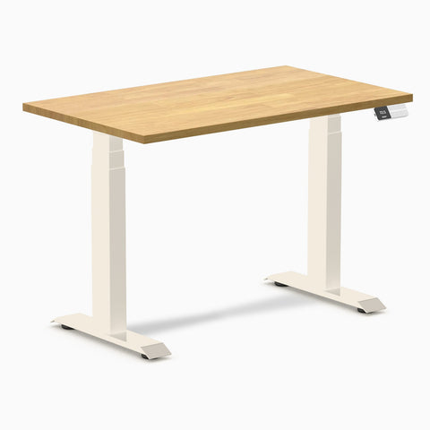 Desky Dual Mini Rubberwood Sit Stand Desk 80cm Light Oak Desktop and Wheat Frame