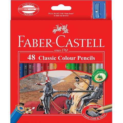 Faber-Castell 48 Pack Classic Coloured Pencils + Sharpener Set