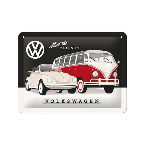 Nostalgic-Art 15x20cm Small Wall Hanging Metal Sign Plaque VW Meet the Classics