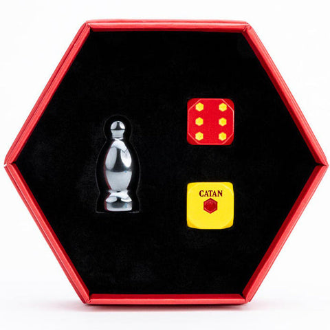 Fanroll By Metallic Dice Games MDG CATAN Premium Robber and Metal Dice Set Hematite