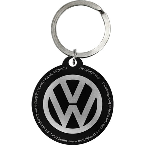 Nostalgic-Art Keyring Round VW Logo Stainless Steel Pendant 7.5x4x0.3cm