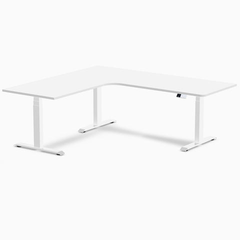 Desky L-Shape Melamine Sit Stand Desk 2000x1800mm - Left Return (White/White)