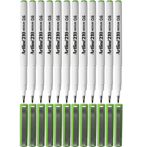Artline Box 12 210 Fineline Pen 0.6mm (Lime Green)