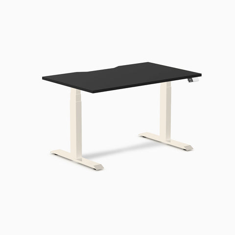 Desky Dual Scalloped Melamine Sit Stand Desk - Black / 1200x750mm / Wheat