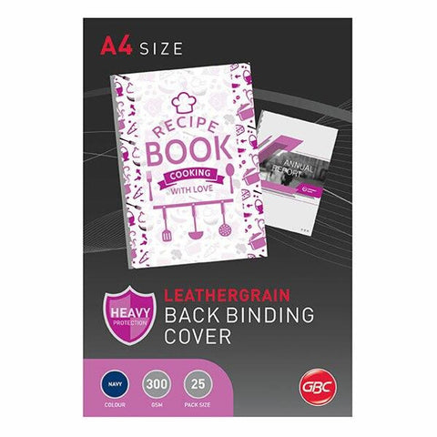 GBC Leathergrain 300GSM A4 Binding Covers (Navy) [Pack of 25]
