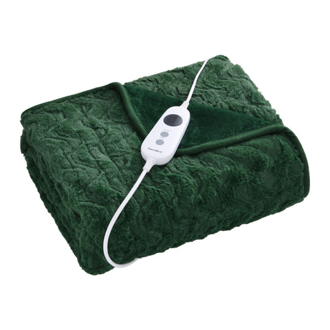 Dreamaker 500gsm Faux Fur Electric Heated Throw Blanket [130x160cm] (Eden Green)