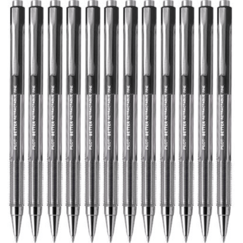 Pilot Box 12 Better Retractable Ballpoint Pen 0.7mm Fine (Black)