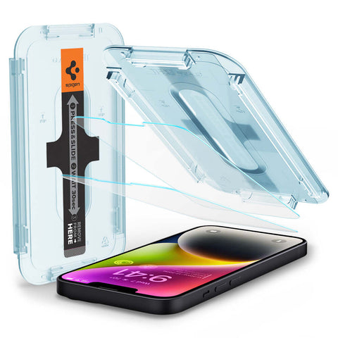Spigen Apple iPhone GLAS.tR EZ Fit Slim 2 Pack Tempered Glass Screen Protector for 17e/16e/14/13/13 Pro (Clear)