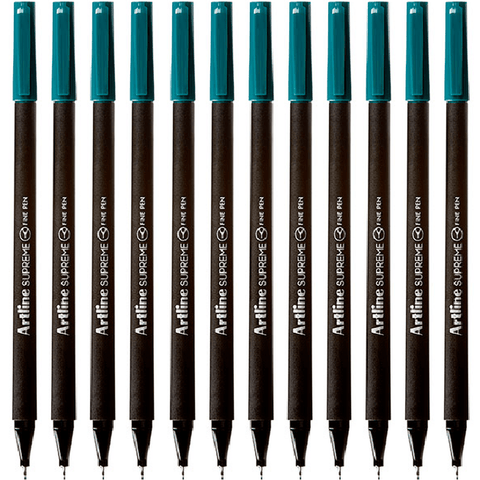 Artline Box 12 Supreme Fineliner Pen 0.4mm (Dark Green)