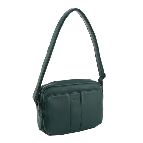 Milleni Women's Multi Zip Leather Shoulder Crossbody Bag 26x20cm Zirkon
