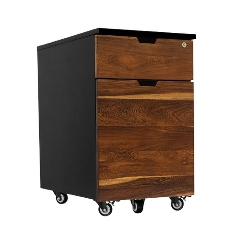 Desky Minimal Wooden Filing Cabinet - Black / Pheasantwood Hardwood