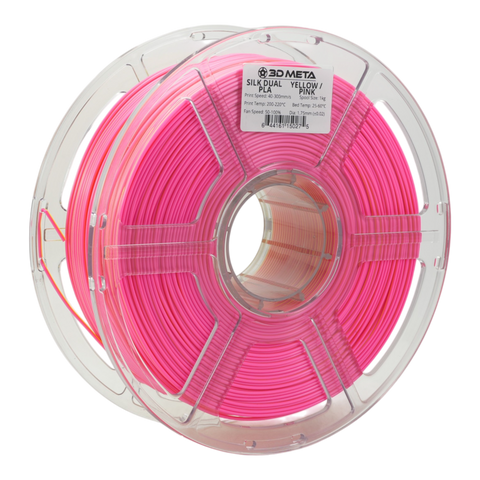 3D META Dual Silk PLA 3D Printing Filament - Yellow / Pink