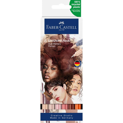 Faber-Castell Goldfaber Aqua Dual Marker Set, Portrait Colours, 6Pk
