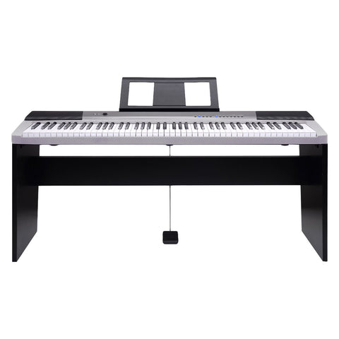 Karrera 88 Keys Electronic Keyboard Piano with Stand (Silver)