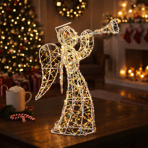Lexi Lighting 44cm Iridescent Gliter Light up Angel