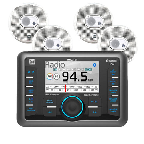 Dual MMC36BT Marine Stereo and 4 Speaker Package