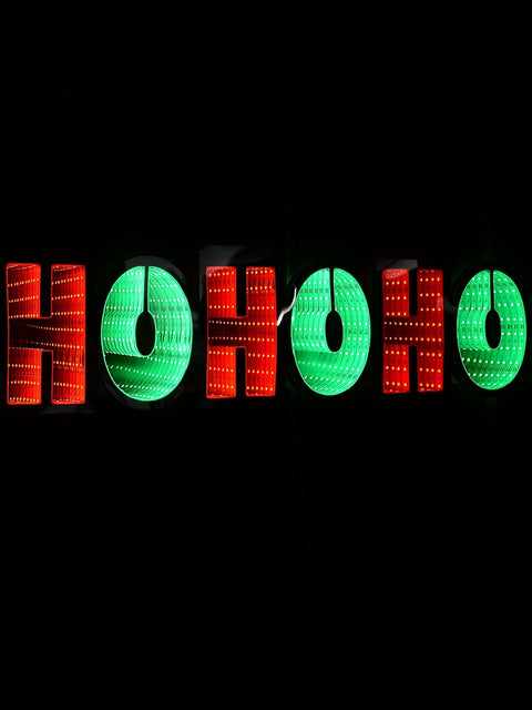 Christmas Warehouse - OUDRS286 60cm Outdoor HO HO HO Infinity Mirror Red & Green LED Light Display Red & Green