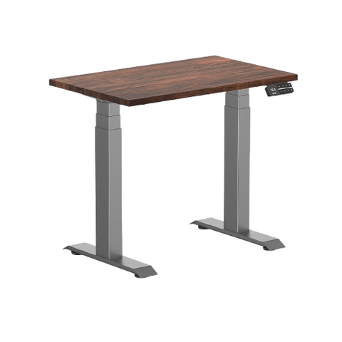 Desky Dual Mini Softwood Sit Stand Desk 80cm American Rustic Pine Desktop and Space Grey Frame