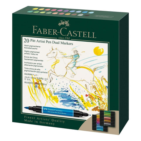 Faber-Castell Set of 20 Pitt Artist Pen Dual Marker Assorted