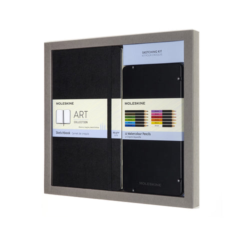 Moleskine 165gsm Sketchbook and Watercolour Pencils Bundle Set
